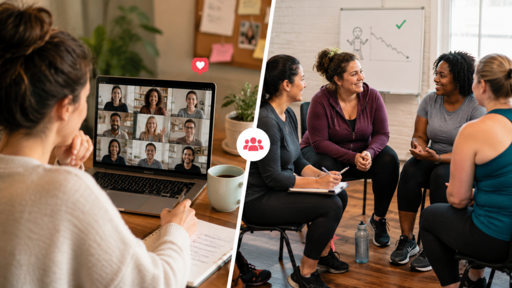 Weight Loss Communities vs In-Person Support Groups: Engagement Tops Format online weight loss communities vs in person support